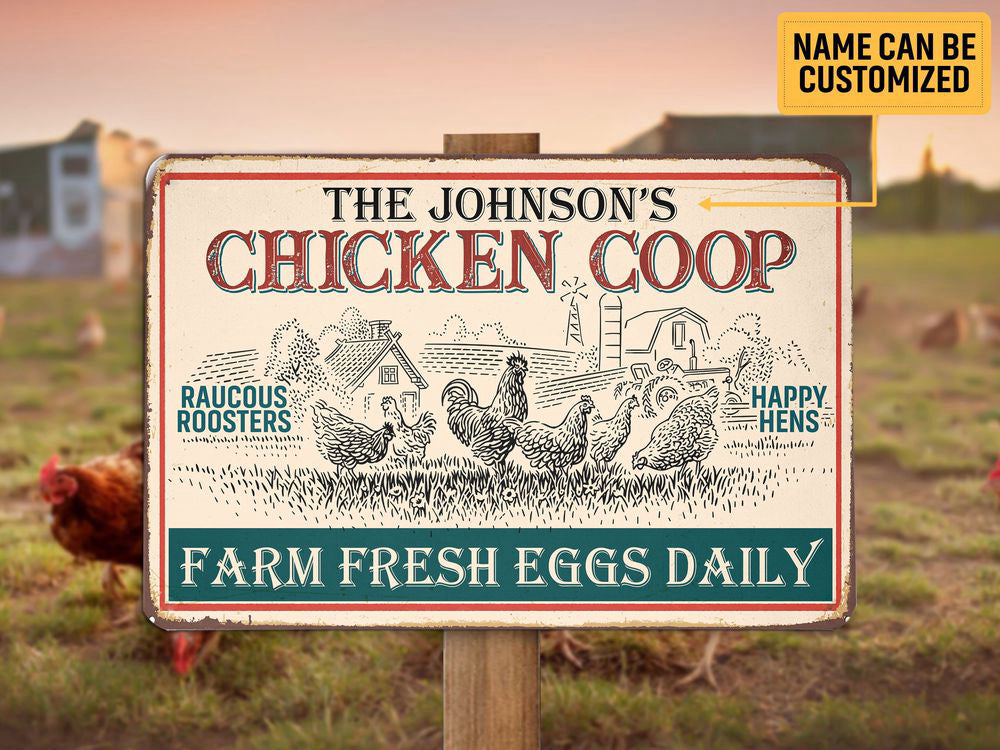 Personalized Chicken Coop Farm Sign, Farmhouse Metal Sign, Custom Gift for Farmer