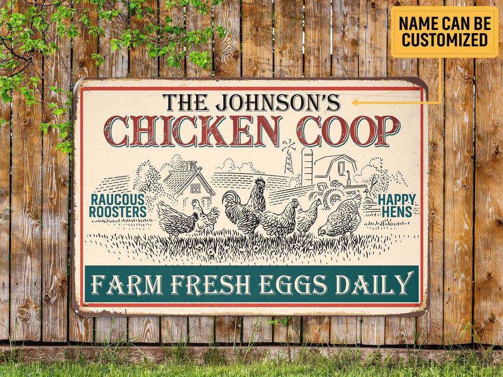 Personalized Chicken Coop Farm Sign, Farmhouse Metal Sign, Custom Gift for Farmer