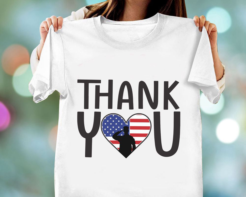 American Flag Heart Thank You T-shirt, Veteran's Day Shirt, Gift for Veteran