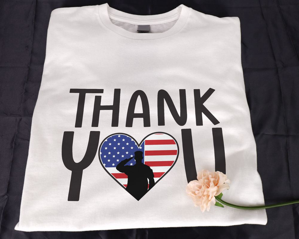 American Flag Heart Thank You T-shirt, Veteran's Day Shirt, Gift for Veteran