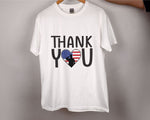 Load image into Gallery viewer, American Flag Heart Thank You T-shirt, Veteran&#39;s Day Shirt, Gift for Veteran
