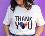 Load image into Gallery viewer, American Flag Heart Thank You T-shirt, Veteran&#39;s Day Shirt, Gift for Veteran
