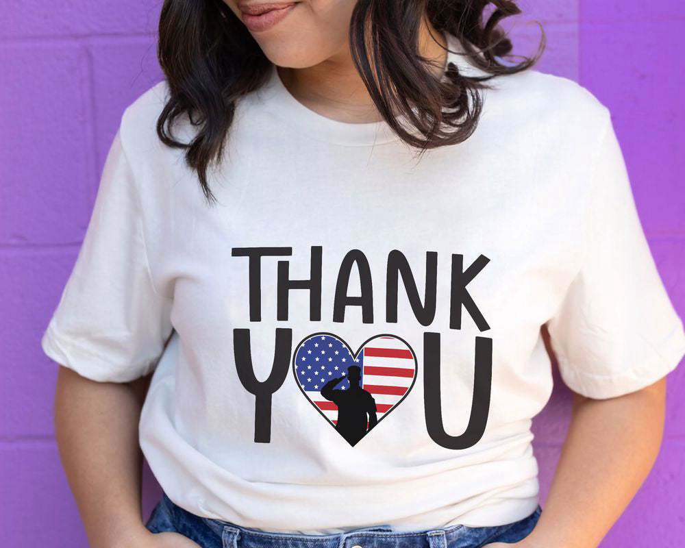 American Flag Heart Thank You T-shirt, Veteran's Day Shirt, Gift for Veteran