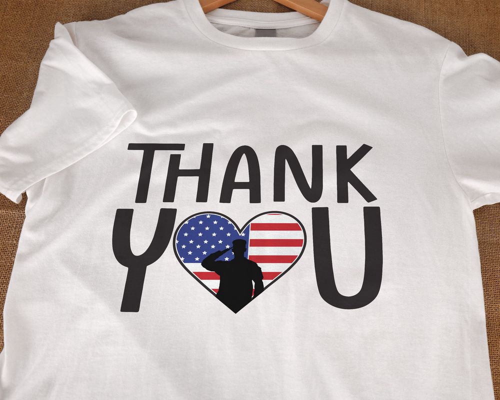 American Flag Heart Thank You T-shirt, Veteran's Day Shirt, Gift for Veteran