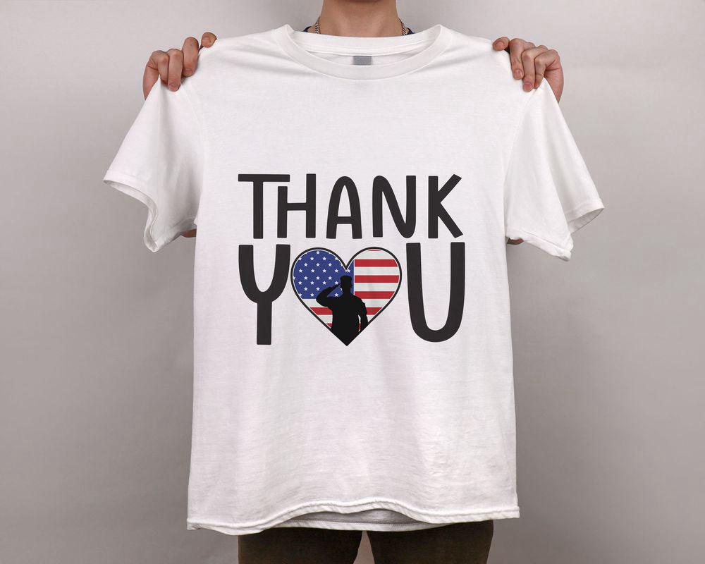 American Flag Heart Thank You T-shirt, Veteran's Day Shirt, Gift for Veteran