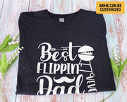 Custom Kids Name Best Flippin Dad Ever T-shirt Father Shirt TeeFather's Day Gift
