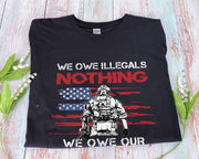 American Flag Soldier We Owe Our Veterans T-shirt Honor The Fallen Patriotic Shirt, Gift For Men