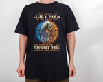 Load image into Gallery viewer, I&#39;m A Grumpy July Man T-shirt, Birthday Shirt for Men, Man and Wolf T-shirt, Gift for Dad
