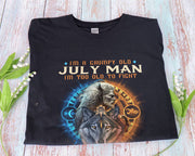 I'm A Grumpy July Man T-shirt, Birthday Shirt for Men, Man and Wolf T-shirt, Gift for Dad