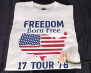 Freedom Born Free Tour 1776 American Flag T-shirt USA Patriotic Shirt for Men Women