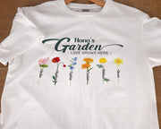 Custom Grandkids Name Flower Birthday Nana's Garden T-shirt Grandma Shirt Gardening Lover Gift
