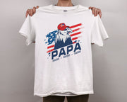 Custom Gift for Dad Kids Name American Flag Eagle Papa T-shirt Father's Day Gift
