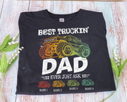 Personalized Gift for Dad Custom Name Best Truckin' Dad Ever T-shirt, Father's Day Gift