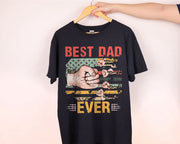 Personalized Gift for Dad Kids First Bump Vintage American Flag Best Dad Ever T-shirt, Father's Day Gift