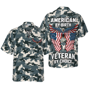 Camo American By Birth Veteran By Choice Veterans Day Hawaiian Shirt For Men Women