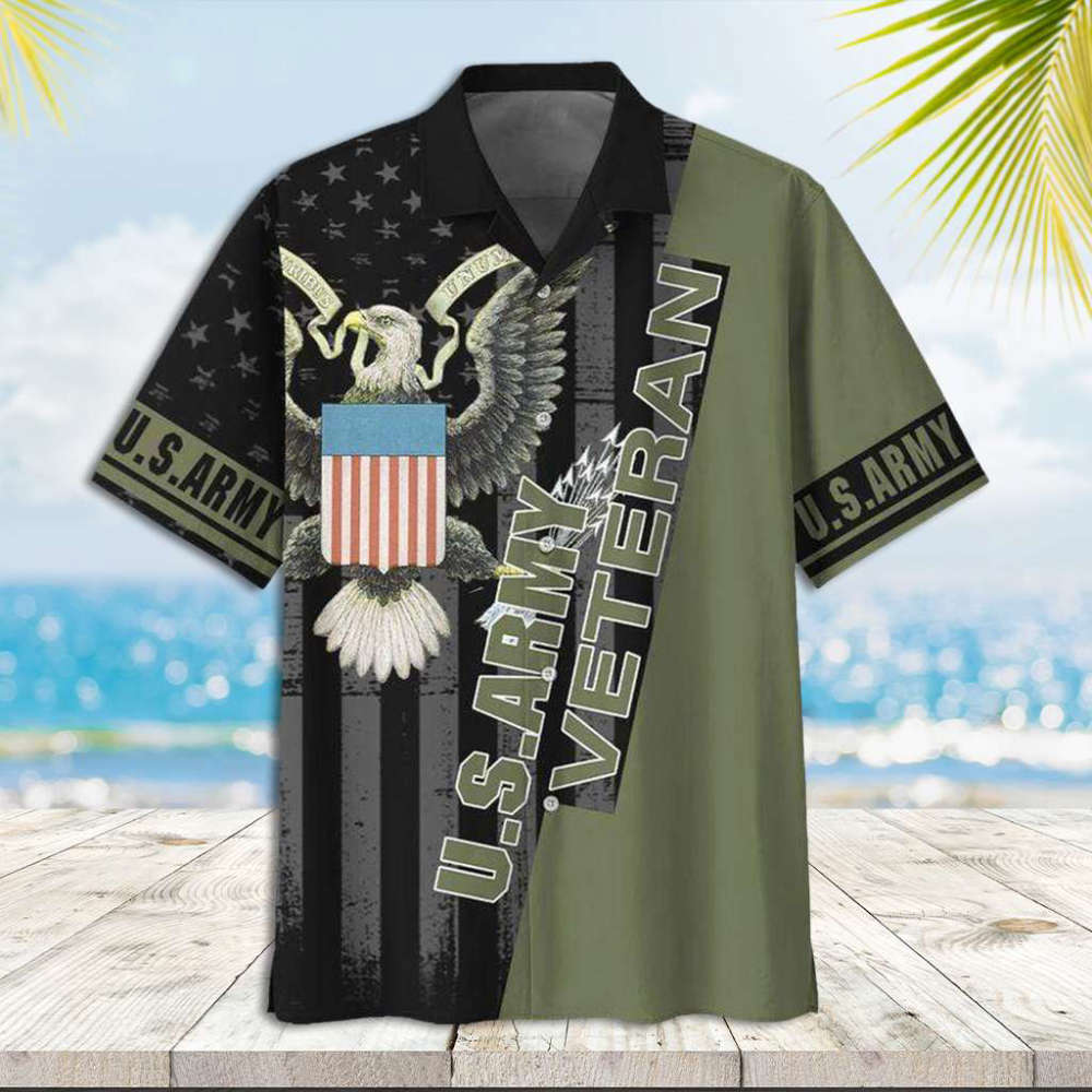 Camo Hawaiian Shirt, Us Army Veteran Flag Eagle Camo Hawaiian Shirt For Men Women