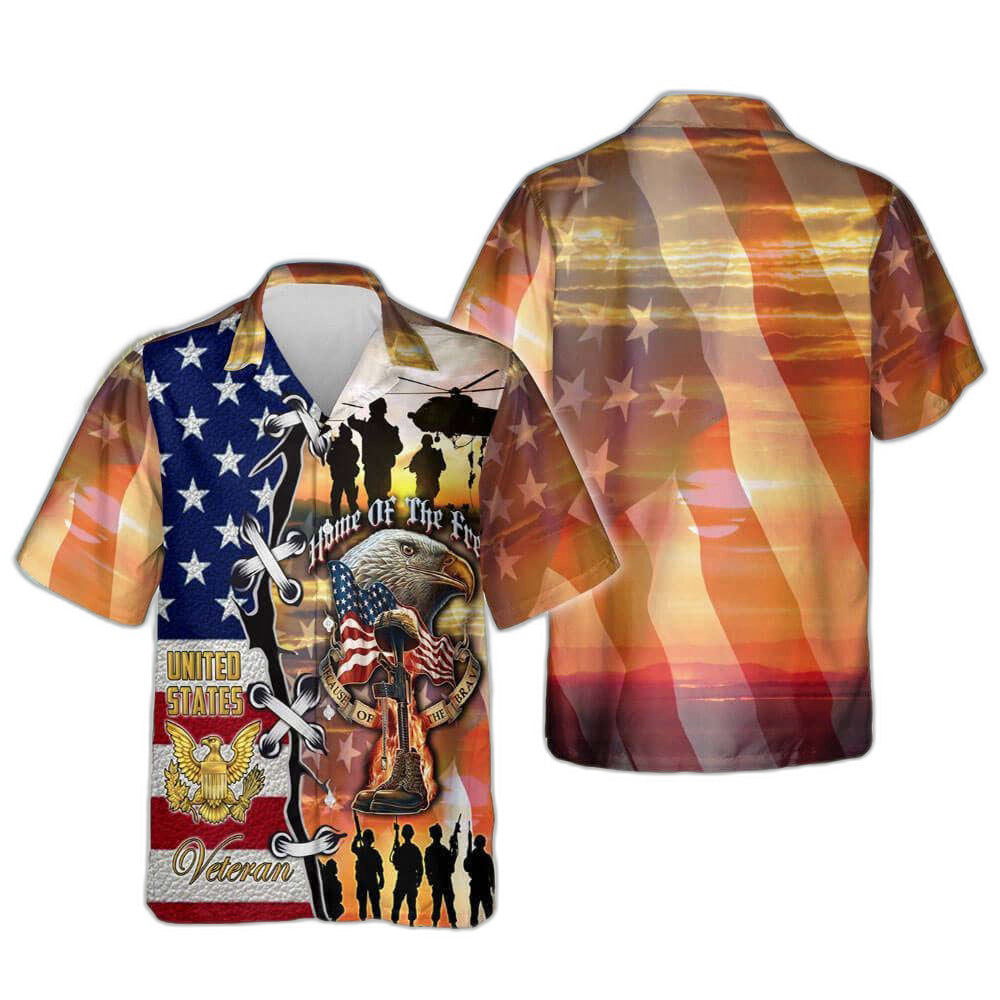 Ideal Design Hawaiian Shirt U.S. Veteran Home Of The Free,  For Men Women