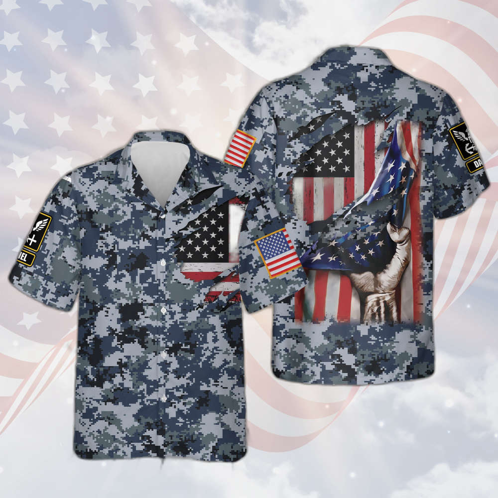 Navy Army Men Hawaiian Shirt, Veteran Hawaiian Shirt For Men Women
