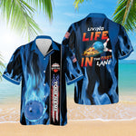 Load image into Gallery viewer, Personalized Bowling Hawaiian Shirt Fire Flame American Flag Custom Bowling Shirt for Team Gift For Bowler
