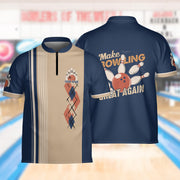 Personalized Bowling Jersey Quarter Zip Custom Bowling Shirt Retro Bowling Gift For Team Player
