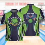 Load image into Gallery viewer, Personalized Bowling Jersey Quick Zip American Eagle Ball Custom Bowling Shirt, Gift For Bowler Player
