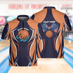 Load image into Gallery viewer, Personalized Bowling Jersey Quick Zip American Eagle Ball Custom Bowling Shirt, Gift For Bowler Player
