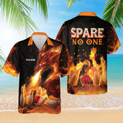 Personalized Spare No One Dragon Fire Bowling Hawaiian Shirt Custom Bowling Shirt 3D Gift For Bowler Player