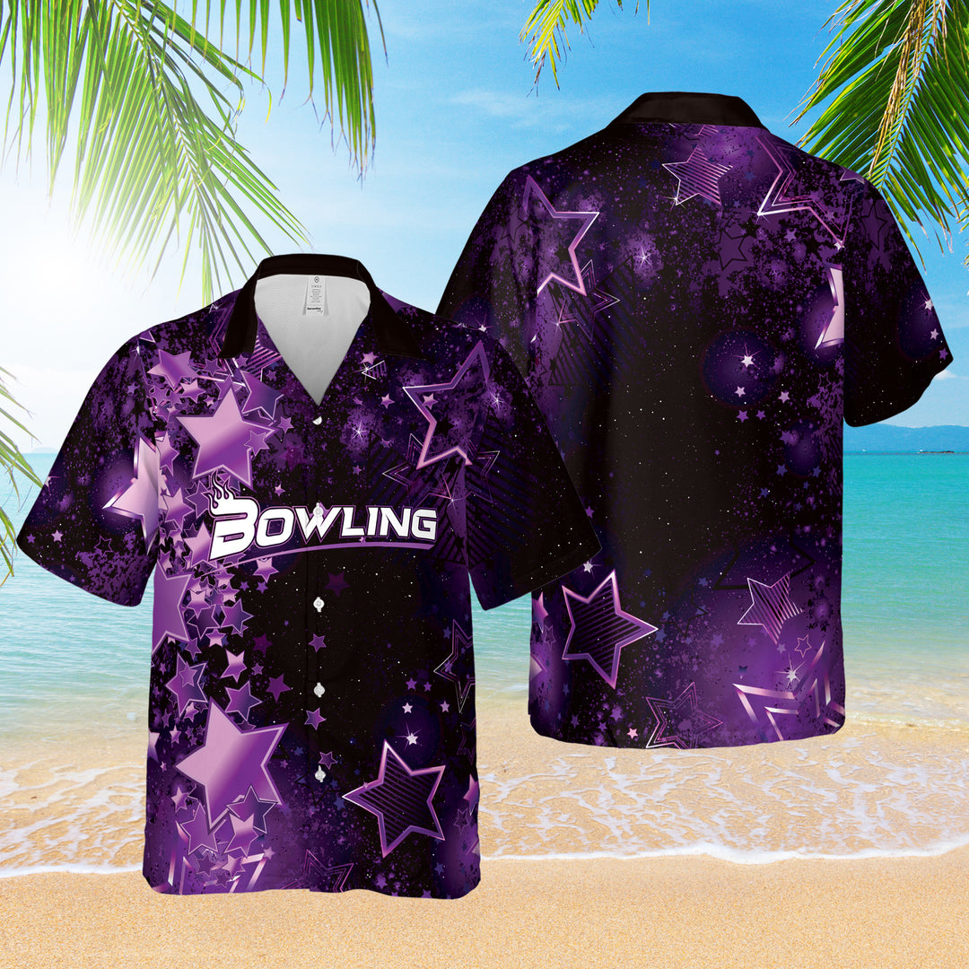 Personalized Stars Galaxy Bowling Hawaiian Shirt Custom Bowling Shirt For Team Bowler Player Gift