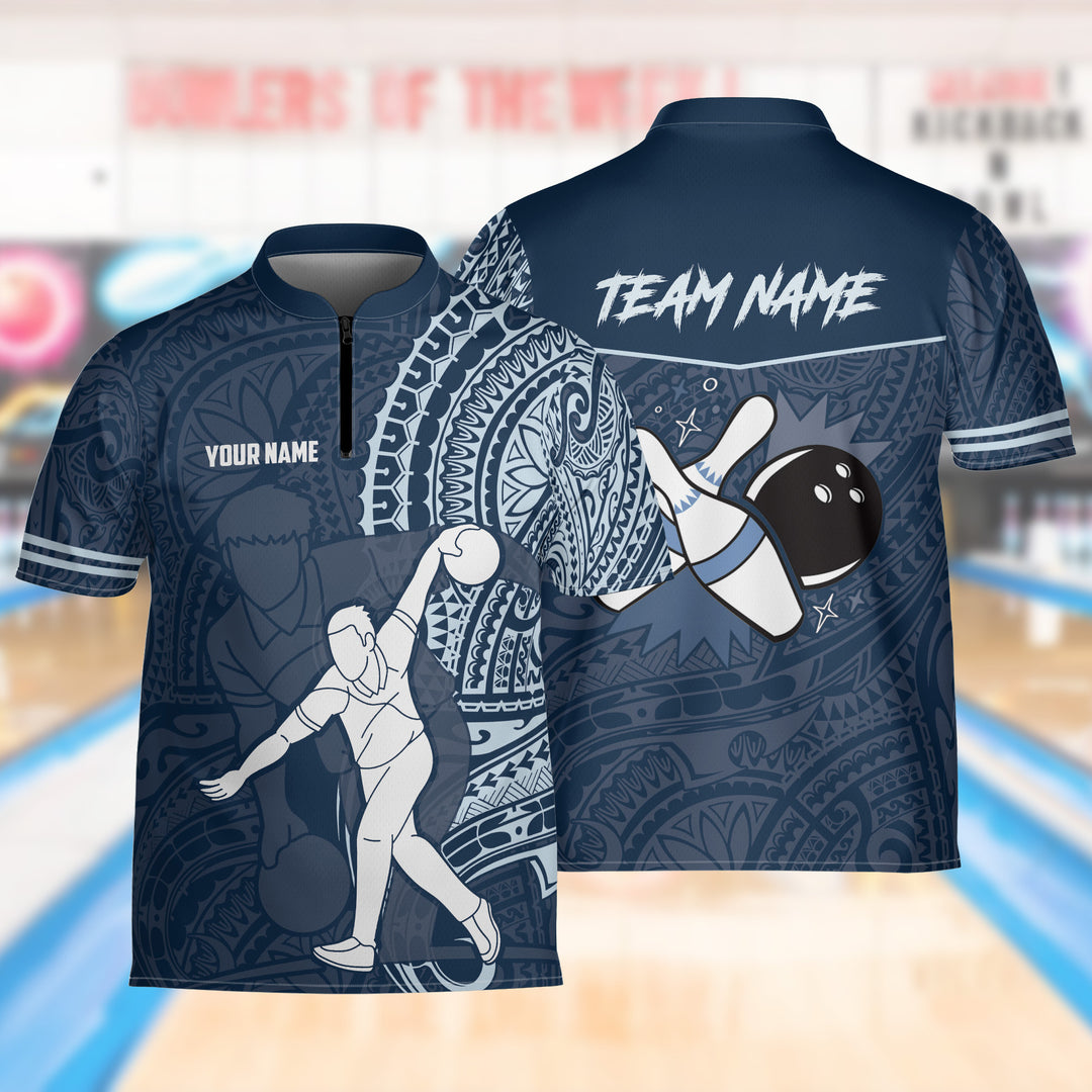 Personalized Tribal Bowling Jersey Quick Zip Custom Bowling Shirt Bowling Team Shirt Gift For Bowler Player