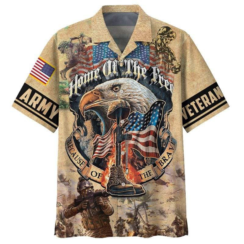 Veterans Memorial Home Of The Free Because Of The Brave Hawaiian Shirt For Men Womens